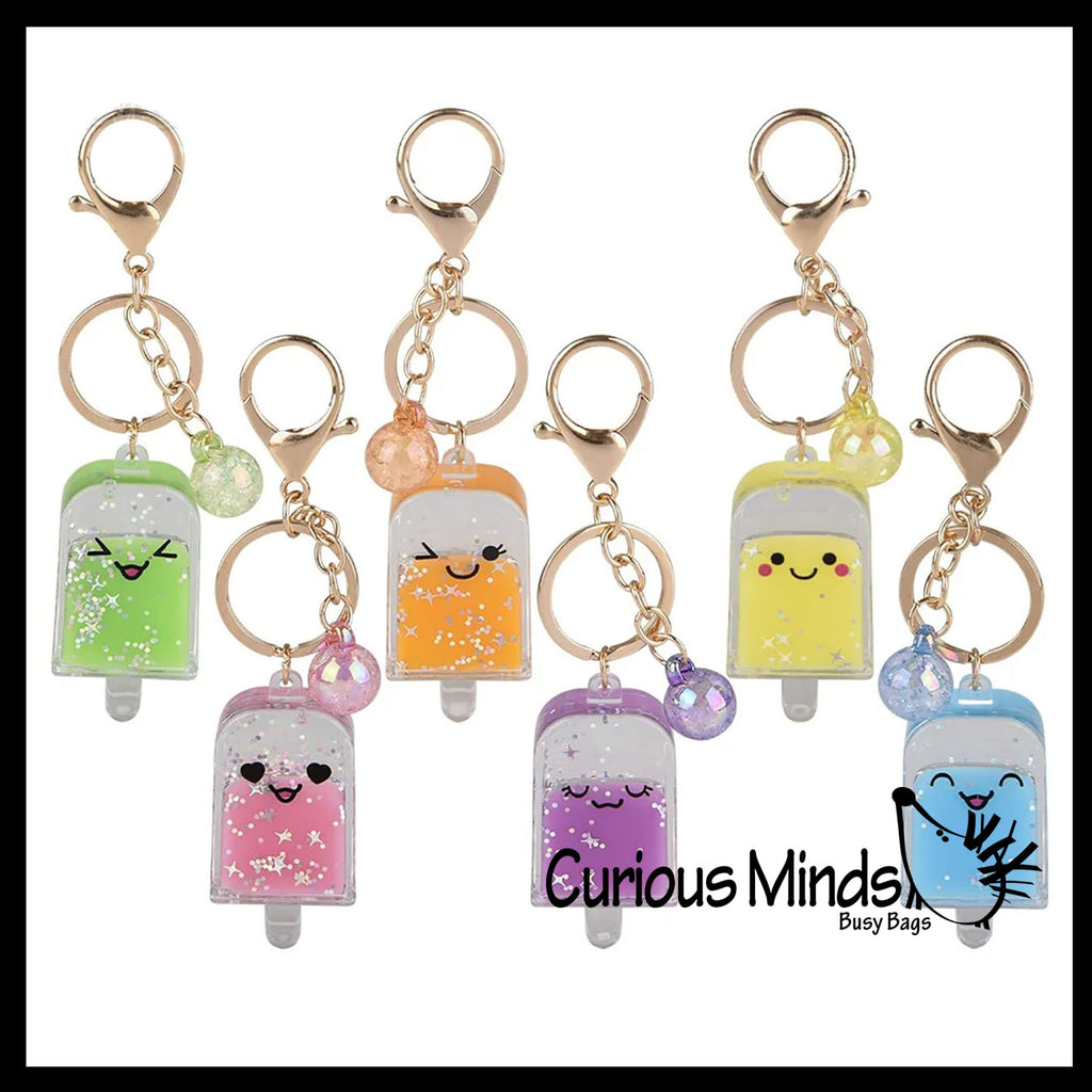 Popsicle Clip with Glitter Liquid Inside - Moving Water - Sensory, Stress, Fidget Toy Bag Decoration
