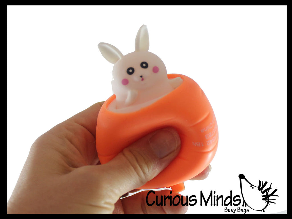 Bunny in a Carrot Adorable - Easter Peek a Boo Fidget - Cute Squeeze Toy - Fun Unique OT Hand Strength