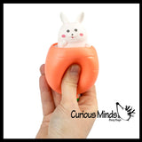 Bunny in a Carrot Adorable - Easter Peek a Boo Fidget - Cute Squeeze Toy - Fun Unique OT Hand Strength