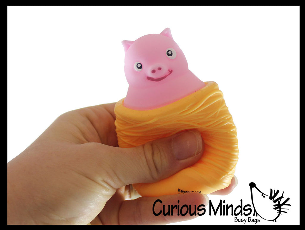 Pig in Hay Roll Adorable - Farm Peek a Boo Fidget - Cute Squeeze Toy - Fun Unique OT Hand Strength