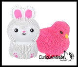 Set of 2 - Puffer Chick and Bunny Rabbit - Small Air Filled Novelty Toy - Party Favors - Easter Gift