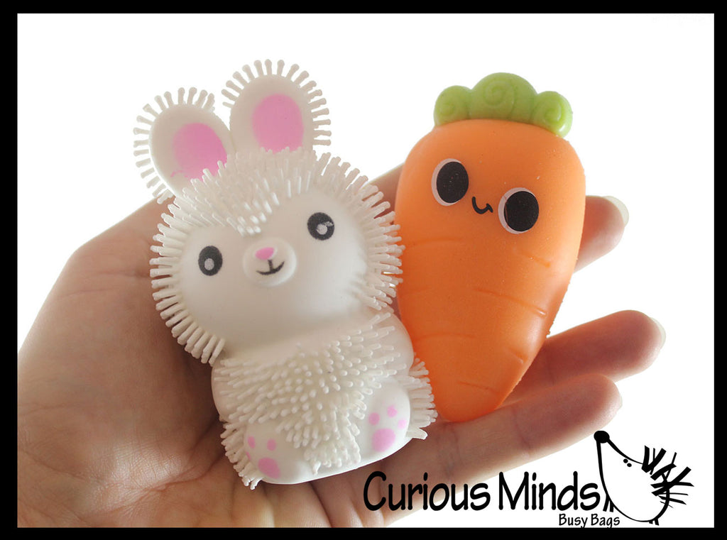 Puffer Chick and Doh Carrot - Small Air Filled Novelty Toy - Party Favors - Easter Gift