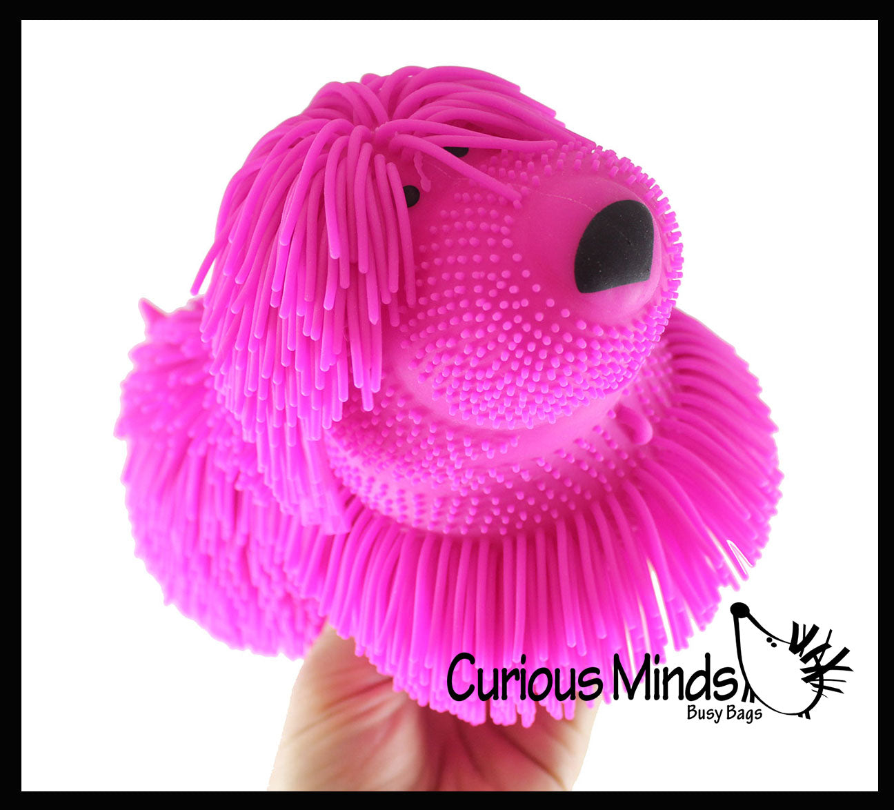 1 Random Color Shaggy Mop Dog Large 8 inch Puffer Ball - Sensory Therapy Fidget Stress Balls - OT Autism SPD