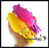 Puffer Squid Ball -  Light Up Flashing Indoor Soft Hairy Air-Filled Sensory Ball