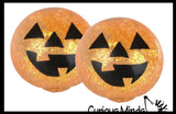 Jack o Lantern Pumpkin Sugar Ball - Thick Glue/Gel Stretch Ball - Molasses Syrup Ultra Squishy and Moldable Slow Rise Relaxing Sensory Fidget Stress Toy Halloween