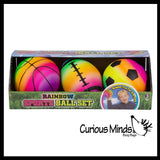 Mini Vinyl Sports Ball Set - Set of 3 Small Playground Balls - Football, Soccer, and Basketball
