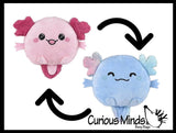 Reversible Axolotl Animal Plush Flip Inside Out Animals - Flip From One Color to a Different Color - Reversible