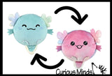 Reversible Axolotl Animal Plush Flip Inside Out Animals - Flip From One Color to a Different Color - Reversible