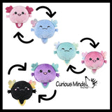 Reversible Axolotl Animal Plush Flip Inside Out Animals - Flip From One Color to a Different Color - Reversible