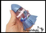 Space Rocket Water Filled Squishy toy with Astronaut and Water and Glitter - Fun Visual Toy