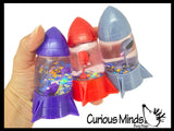 Space Rocket Water Filled Squishy toy with Astronaut and Water and Glitter - Fun Visual Toy