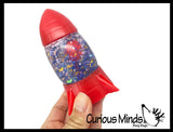 Space Rocket Water Filled Squishy toy with Astronaut and Water and Glitter - Fun Visual Toy