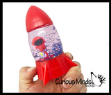Space Rocket Water Filled Squishy toy with Astronaut and Water and Glitter - Fun Visual Toy