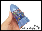 Space Rocket Water Filled Squishy toy with Astronaut and Water and Glitter - Fun Visual Toy