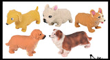 Set of 5 Different Breed Stretchy Dogs - Corgi, Golden Retriever, Collie, Dachshund, and Bulldog -  Crushed Bead Sand Filled - Doggy Lover Sensory Fidget Toy Weighted