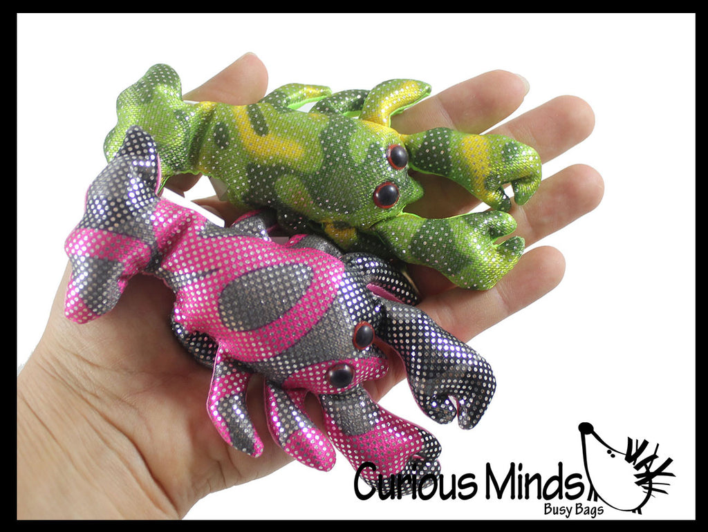 Lobster Sand Filled Animal Toy - Heavy Weighted Sandbag Animal Plush Bean Bag Toss - Shimmering Glitter