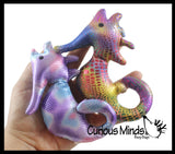 Seahorse Sand Filled Animal Toy - Heavy Weighted Sandbag Animal Plush Bean Bag Toss - Shimmering Glitter