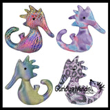 Seahorse Sand Filled Animal Toy - Heavy Weighted Sandbag Animal Plush Bean Bag Toss - Shimmering Glitter