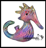 Seahorse Sand Filled Animal Toy - Heavy Weighted Sandbag Animal Plush Bean Bag Toss - Shimmering Glitter