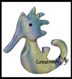 Seahorse Sand Filled Animal Toy - Heavy Weighted Sandbag Animal Plush Bean Bag Toss - Shimmering Glitter