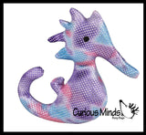 Seahorse Sand Filled Animal Toy - Heavy Weighted Sandbag Animal Plush Bean Bag Toss - Shimmering Glitter