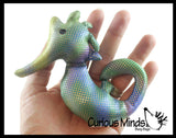 Seahorse Sand Filled Animal Toy - Heavy Weighted Sandbag Animal Plush Bean Bag Toss - Shimmering Glitter