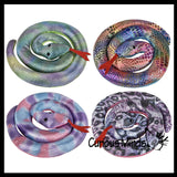 Snake Coiled Sand Filled Animal Toy - Heavy Weighted Sandbag Animal Plush Bean Bag Toss - Shimmering Glitter