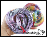 Snake Coiled Sand Filled Animal Toy - Heavy Weighted Sandbag Animal Plush Bean Bag Toss - Shimmering Glitter