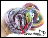 Snake Coiled Sand Filled Animal Toy - Heavy Weighted Sandbag Animal Plush Bean Bag Toss - Shimmering Glitter