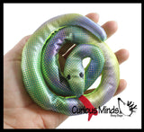 Snake Coiled Sand Filled Animal Toy - Heavy Weighted Sandbag Animal Plush Bean Bag Toss - Shimmering Glitter