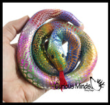 Snake Coiled Sand Filled Animal Toy - Heavy Weighted Sandbag Animal Plush Bean Bag Toss - Shimmering Glitter