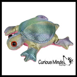 Turtle Sand Filled Animal Toy - Heavy Weighted Sandbag Animal Plush Bean Bag Toss - Shimmering Glitter