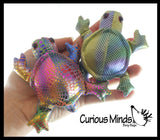 Turtle Sand Filled Animal Toy - Heavy Weighted Sandbag Animal Plush Bean Bag Toss - Shimmering Glitter
