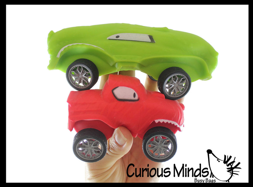 Sand Filled Vehicles - Play Car Truck Lover Sensory Fidget Toy -Stretchy Smash with Wheels
