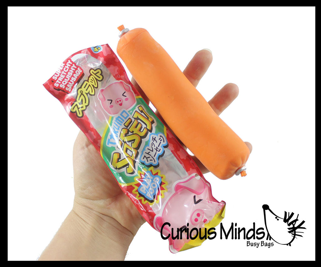 NEW - Sand Filled Squishy Sausage - Moldable Sensory, Stress, Squeeze Fidget Toy ADHD Special Needs Soothing Junk Food