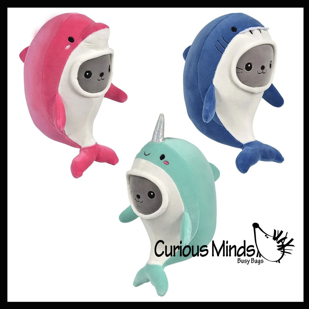 NEW - Plush Seal in Costume -  Stuffed Animal Toy - Soft Plushie Stuffie - Ocean Sea Narwhal, Dolphin, Shark Dressed Up