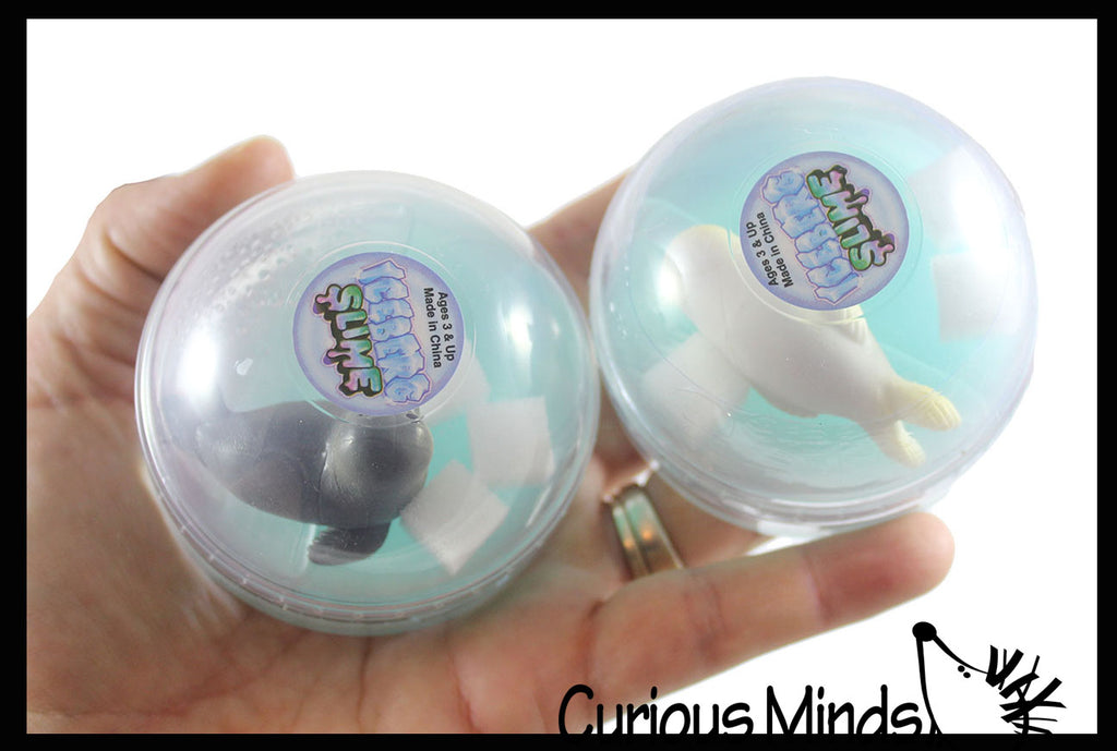 Seal Slime - Arctic Themed Seal Slime Putty with Foam Ice Cubes and Figurine