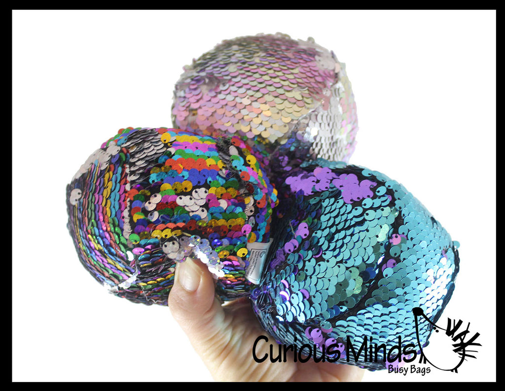 NEW - Plush Balls with Mermaid 2 Color Reversible Sequin Scales - Sensory Fidget Toy