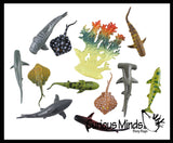 Miniature Sharks and Stingrays Animal Figurines Replicas