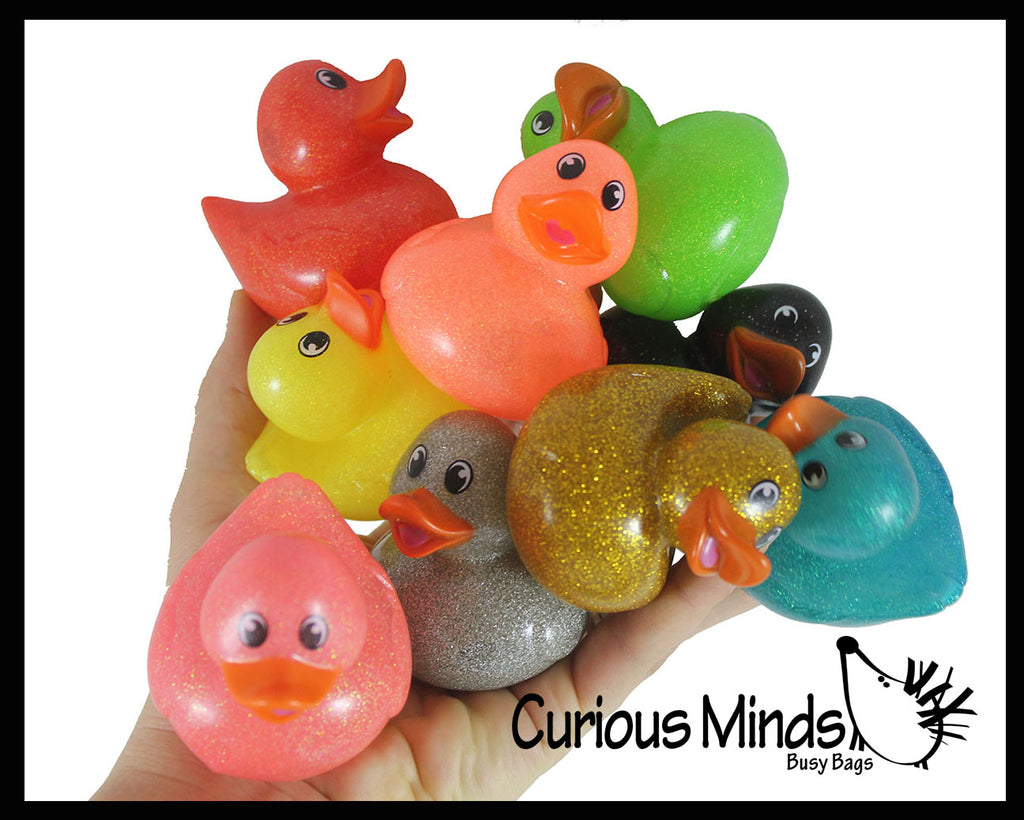 Medium 2" Glitter Rubber Ducks - Rubber Duckies - Cute Novelty Prize Reward Giveaway
