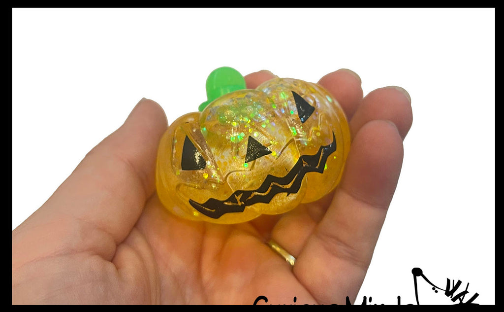 Jack o Lantern Small Pumpkin Sugar Ball - Thick Glue/Gel Stretch Ball - Molasses Syrup Ultra Squishy and Moldable Slow Rise Relaxing Sensory Fidget Stress Toy Halloween