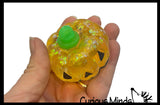 Jack o Lantern Small Pumpkin Sugar Ball - Thick Glue/Gel Stretch Ball - Molasses Syrup Ultra Squishy and Moldable Slow Rise Relaxing Sensory Fidget Stress Toy Halloween