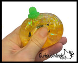 Jack o Lantern Small Pumpkin Sugar Ball - Thick Glue/Gel Stretch Ball - Molasses Syrup Ultra Squishy and Moldable Slow Rise Relaxing Sensory Fidget Stress Toy Halloween