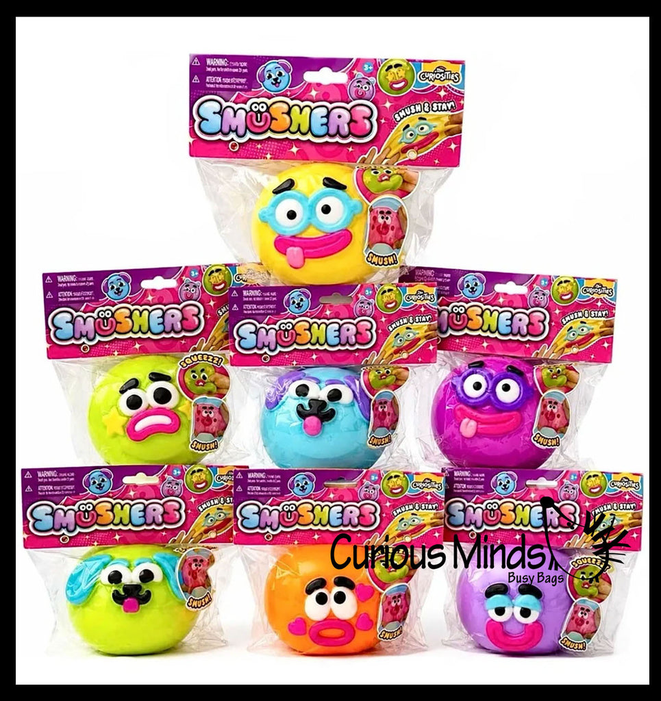 ORB Curiosities™ Smushers Toy - NEW STYLE WITH 1 FACE PIECE - Faces with Removable and Replaceable Face Piece