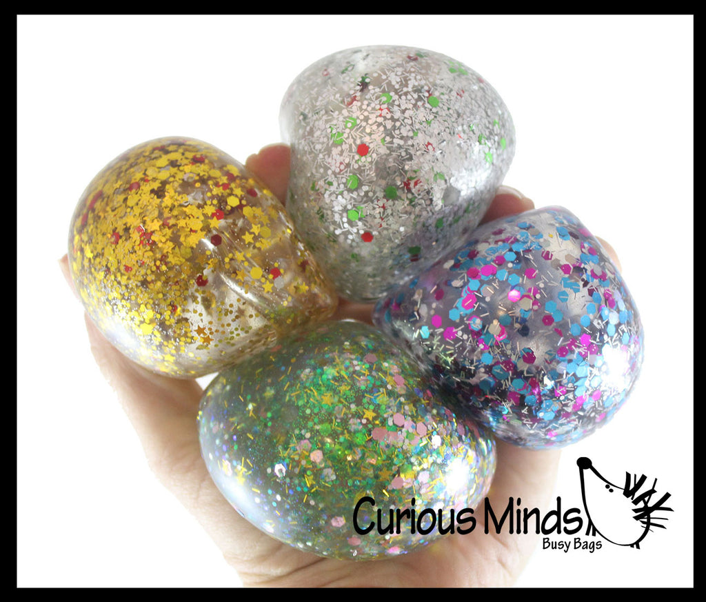 Sparkle Sugar Ball - Glittery Shimmer Thick Glue,Gel,Syrup,Molasses Stretch Ball - Ultra Squishy and Moldable Slow Rise Relaxing Sensory Fidget Stress Toy
