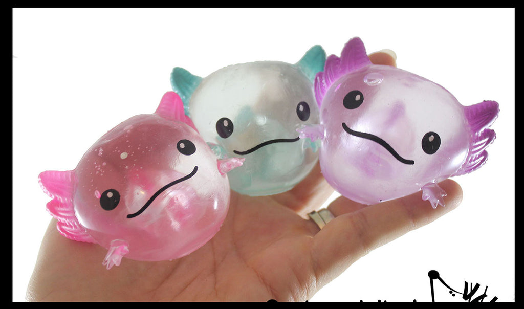 NEW - Axolotl Splat Ball -  Water Filled Splat Stress Ball - Throw to Make it Splat and Watch it Come Back