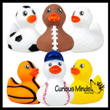 Regular 2" Sports Athletic Print Rubber Ducks - Rubber Duckies - Cute Novelty Prize Reward Giveaway