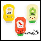 Squishy Sauce - Cute Condiment Shape Doh Filled Stress Balls Squish Ranch Dressing, Mustard, Hot Sauce