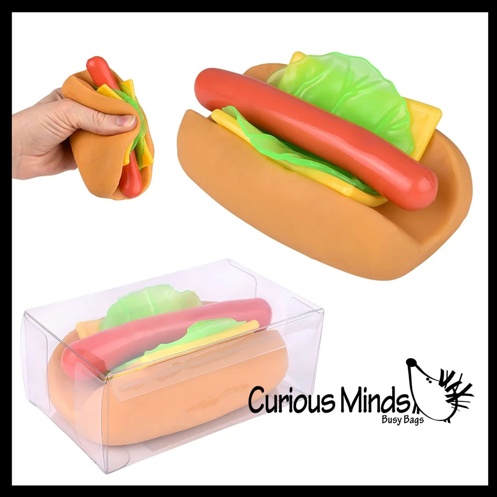 Stretchy and Squishy Hotdog Stress Ball - Doh Filled Buns and Stretchy Toppings