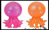 Octopus Fidget Toy - Water and Glitter Filled Octopus with Sticky Suction Cup Feet - Squishy